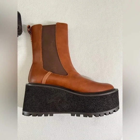 Circus NY Sam Edelman Susan Lug Sole Platform Chelsea Boot Cuoio Brown Size 8.5 - Picture 5 of 8